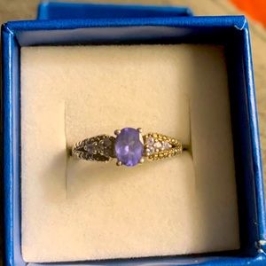 Genuine tanzanite diamond sterling silver ring